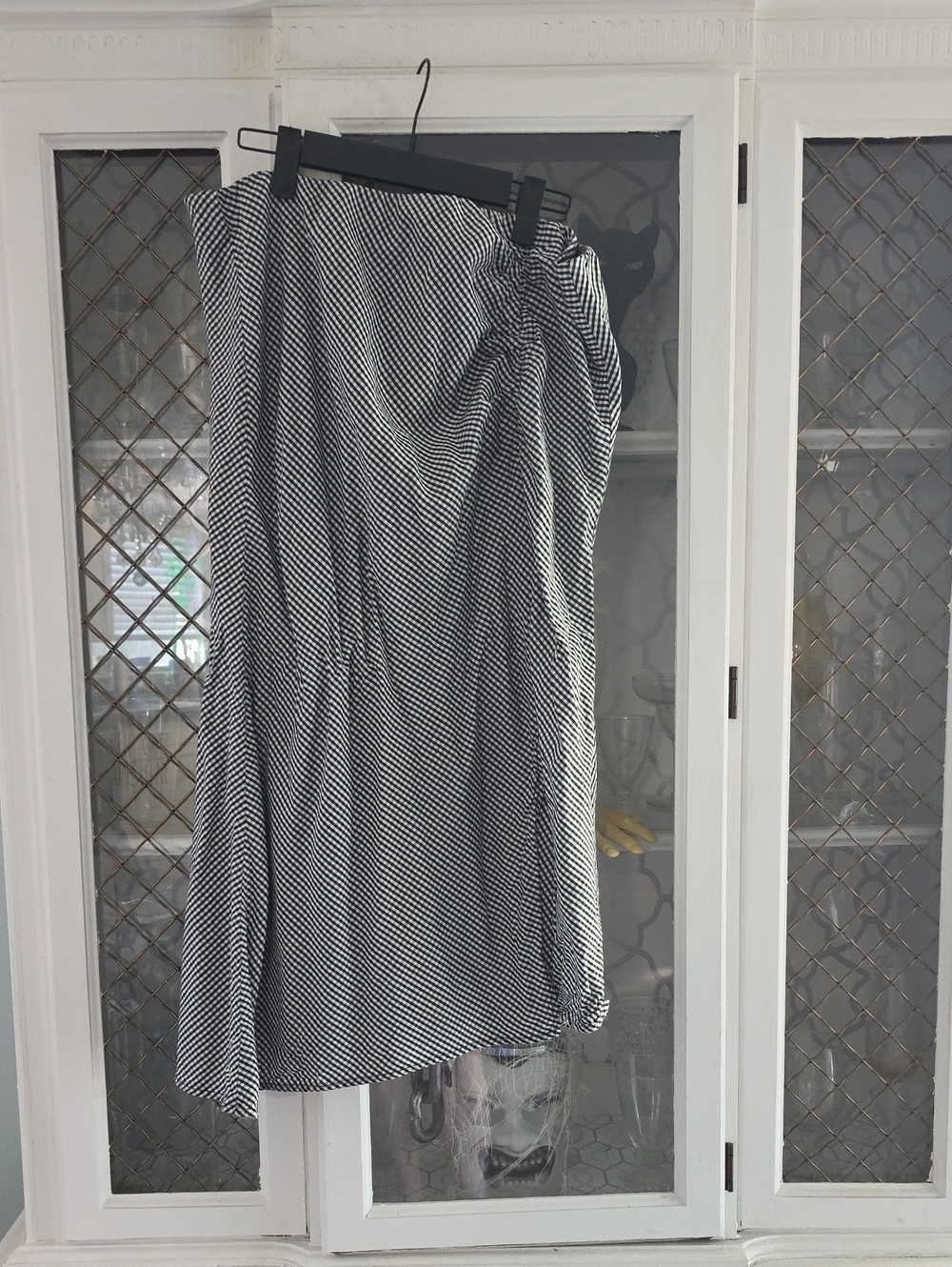 a new day Black and White Striped Midi Skirt